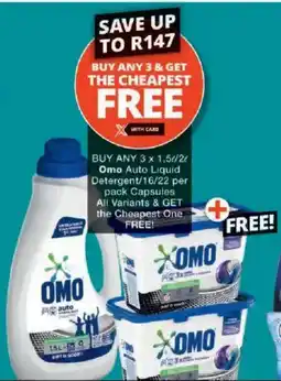 Checkers Omo Auto Liquid Detergent/ Capsules All Variants offer
