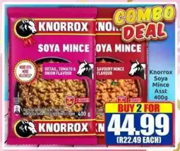 Three Star Cash and Carry Knorrox Soya Mince Asst offer