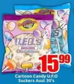 Three Star Cash and Carry Cartoon Candy U.F.O Suckers Asst offer