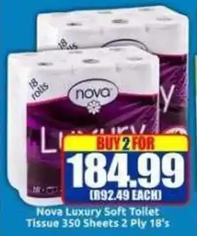 Three Star Cash and Carry Nova Luxury Soft Toilet Tissue 350 Sheets 2 Ply offer