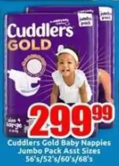 Three Star Cash and Carry Cuddlers Gold Baby Nappies Jumbo Pack Asst offer