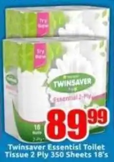 Three Star Cash and Carry Twinsaver Essentisi Toilet Tissue 2 Ply 350 Sheets offer