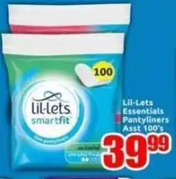 Three Star Cash and Carry Lil-Lets Essentials Pantyliners Asst offer