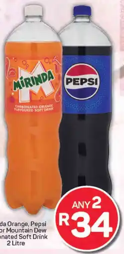 Pick n Pay Mirinda Orange, Pepsi Cola or Mountain Dew Carbonated Soft Drink offer