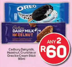 Pick n Pay Cadbury Dairymilk, Hazelnut, Crunchie or Oreo Ice Cream Stick offer