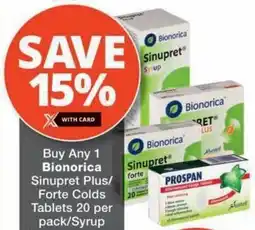 MediRite Bionorica Sinupret Plus/ Forte Colds Tablets/ Syrup/ Prospan Effervescent Tablets offer