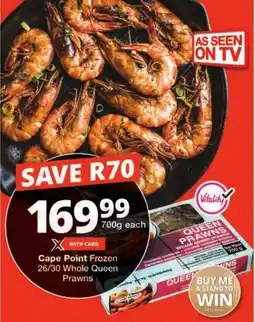Checkers Cape Point Frozen Whole Queen Prawns offer