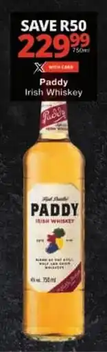 Checkers Paddy Irish Whiskey offer