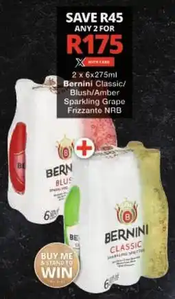 Checkers Bernini Classic/ Blush/ Amber Sparkling Grape Frizzante NRB offer