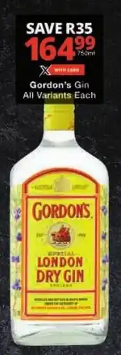 Gordon's Gin All Variants Each