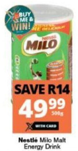 Checkers Nestlé Milo Malt Energy Drink 500g offer