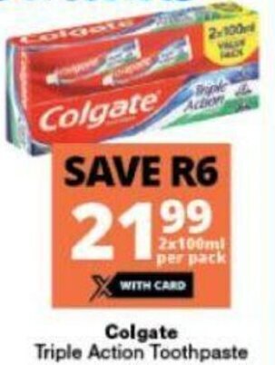 Checkers Colgate Triple Action Toothpaste offer