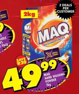 Shoprite MAQ HAND WASHING POWDER 2kg offer