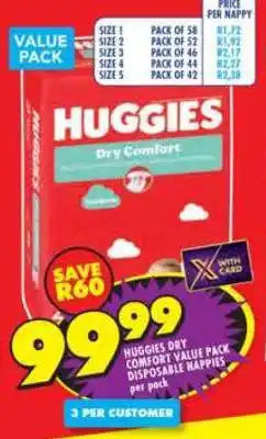 Shoprite Huggies Dry Comfort Value Pack Disposable Nappies offer