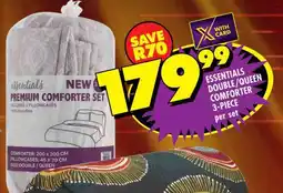 Shoprite ESSENTIALS DOUBLE/QUEEN COMFORTER 3-PIECE offer