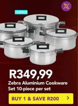 Shoprite Zebra Aluminium Cookware Set 10-piece per set offer