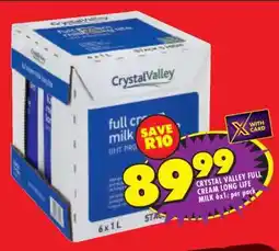 Shoprite CRYSTAL VALLEY FULL CREAM LONG LIFE MILK 6x1ℓ per pack offer
