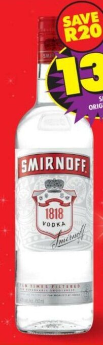 Shoprite Smirnoff 1818 Original Vodka 750ml offer