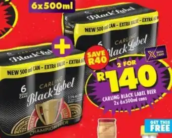 Shoprite Carling Black Label Beer 2x6x500ml offer