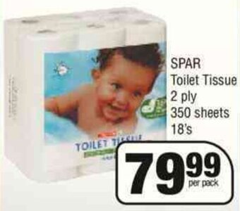 Spar Spar Toilet Tissue 2 Ply 350 sheets 18's offer
