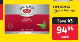 Makro FIVE ROSES Tagless Teabags 200's offer
