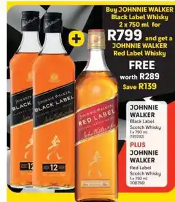 Makro JOHNNIE WALKER Black Label Whisky 2 x 750 mL + Red Label Whisky offer
