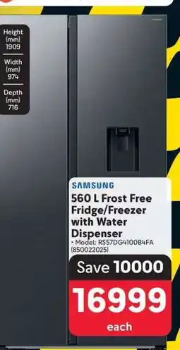 Makro Samsung 560 L Frost Free Fridge Freezer with Water Dispenser offer