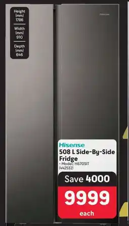 Makro Hisense 508 L Side-by-Side Fridge offer