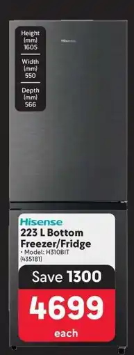 Makro Hisense 223 L Bottom Freezer Fridge offer