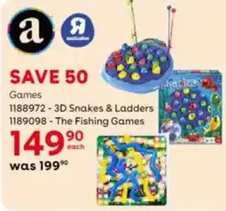 ToysRUs 3D Snakes & Ladders OR The Fishing Games offer