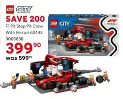 ToysRUs LEGO City F1 Pit Stop Pit Crew With Ferrari 60443 offer