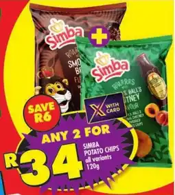 Shoprite Simba potato chips all variants offer