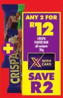 Shoprite Crispa wafer bar all variants offer