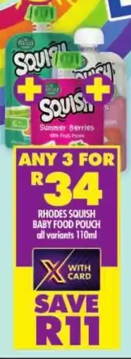 Shoprite Rhodes squish baby food pouch all variants offer