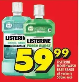 Shoprite Listerine mouthwash base range all variants offer