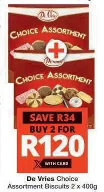 Checkers De Vries Choice Assortment Biscuits 2 x 400g offer