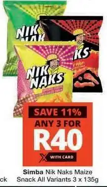 Checkers Simba Nik Naks Maize Snack offer