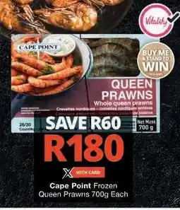 Checkers Cape Point Frozen Queen Prawns 700g offer