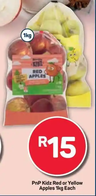 Pick n Pay PnP Kidz Red or Yellow Apples 1kg Each offer