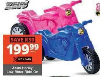 Checkers Zeus Harley Low Rider Ride-On offer