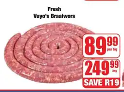 Boxer Fresh Vuyo's Braaiwors offer