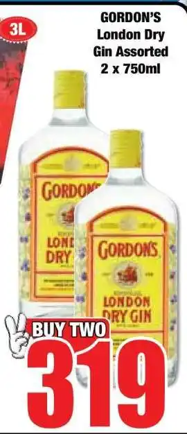 Boxer GORDON’S London Dry Gin Assorted 2 x 750ml offer