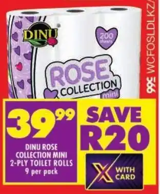 Shoprite Dinu rose collection mini 2-ply toilet rolls offer