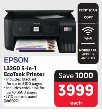 Makro EPSON L3260 3-in-1 EcoTank Printer offer