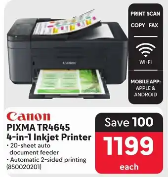 Makro Canon PIXMA TR4645 4-in-1 Inkjet Printer offer