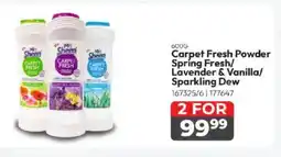 Crazy Plastics Mr. Sheen Carpet Fresh Powder Spring Fresh/ Lavender & Vanilla/ Sparkling Dew offer