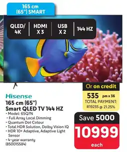 Makro Hisense 165 cm 65" Smart QLED TV 144 HZ offer