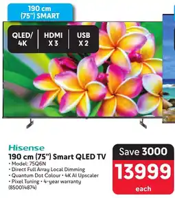 Makro Hisense 190 cm 75" Smart QLED TV offer