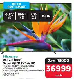 Makro Hisense 254 cm 100" Smart QLED TV 144 HZ offer