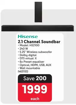 Makro Hisense 2.1 Channel Soundbar offer